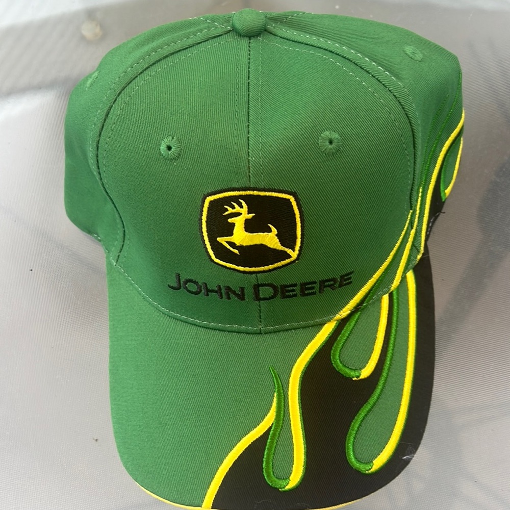 COPY - John Deere Trucker Farmer Hat Black,Green,Yellow Flame Cap